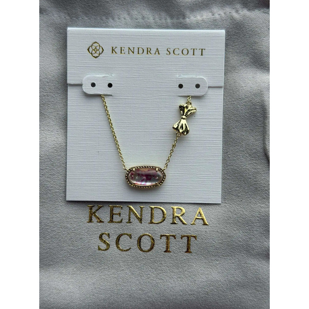 Kendra Scott pink pendant gold necklace
